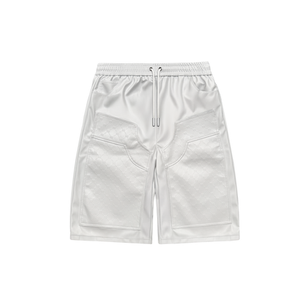 MONOGRAM LEATHER SHORTS in WHITE