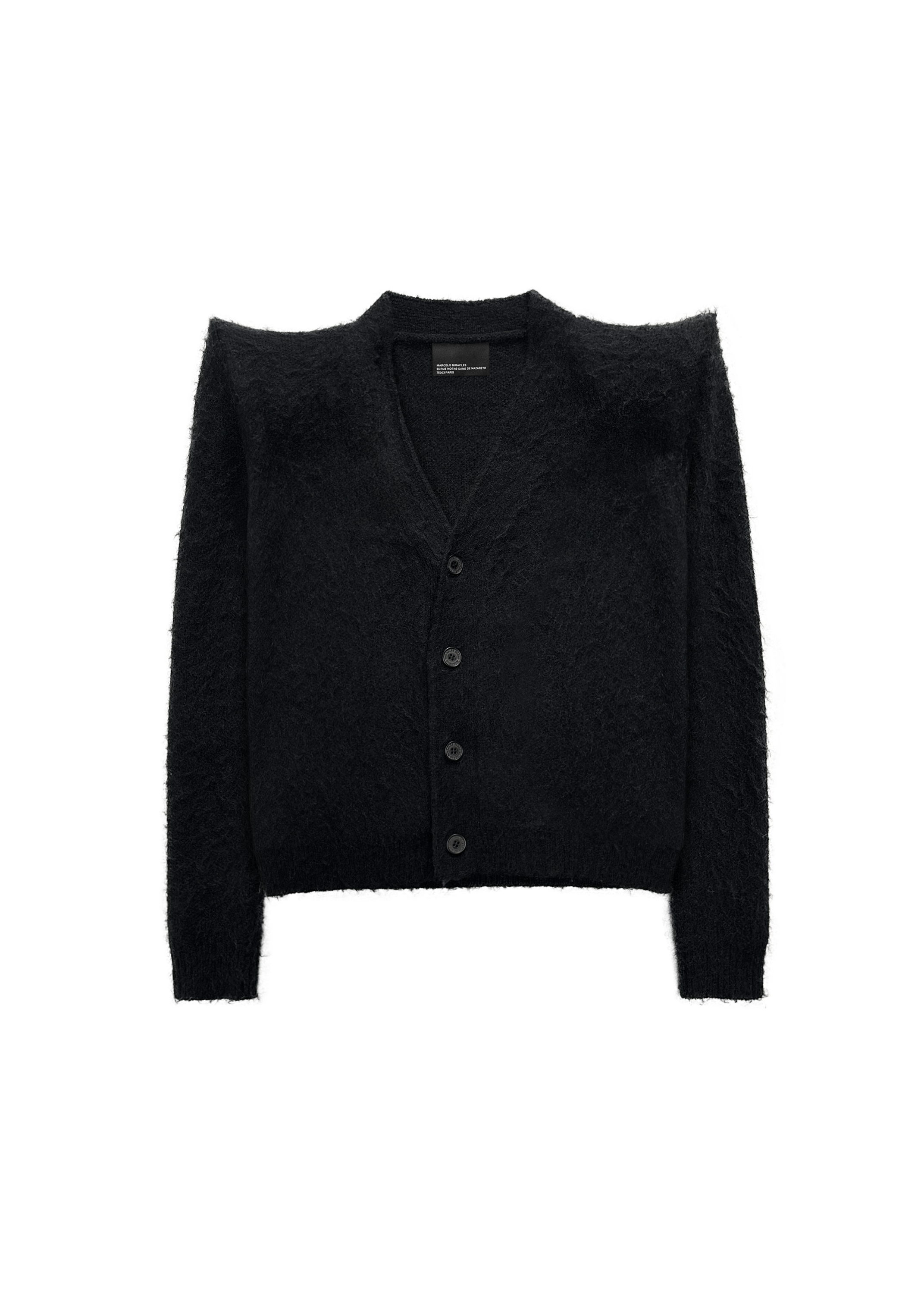 EGO SHOULDER PAD CARDIGAN in BLACK