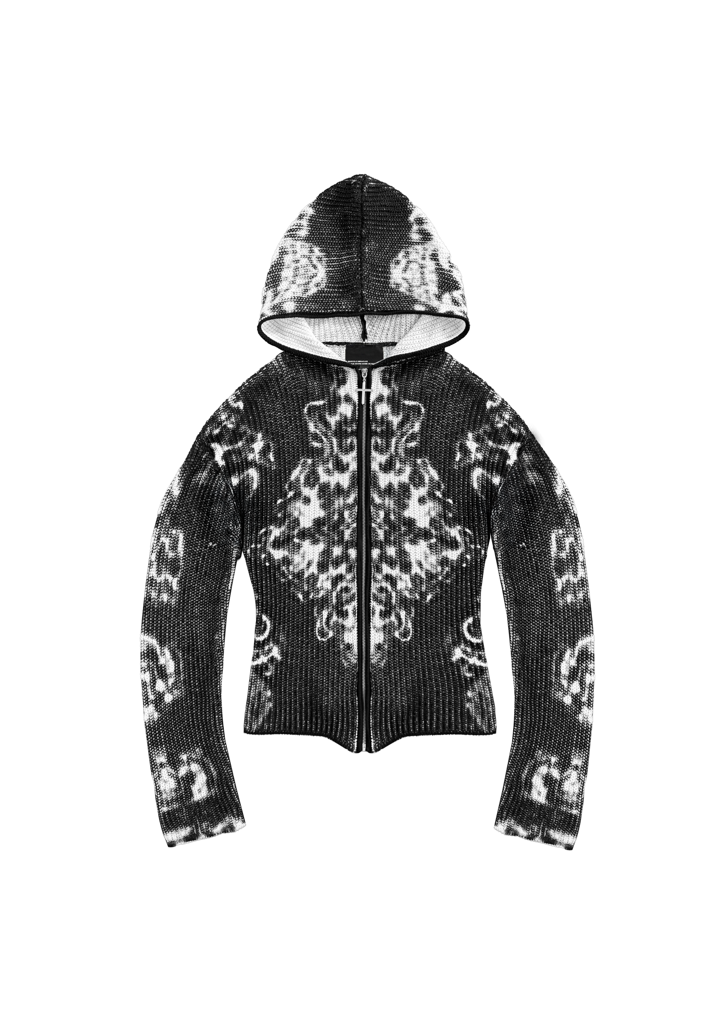 RUG KNITTED ZIP-HOODIE in BLACK