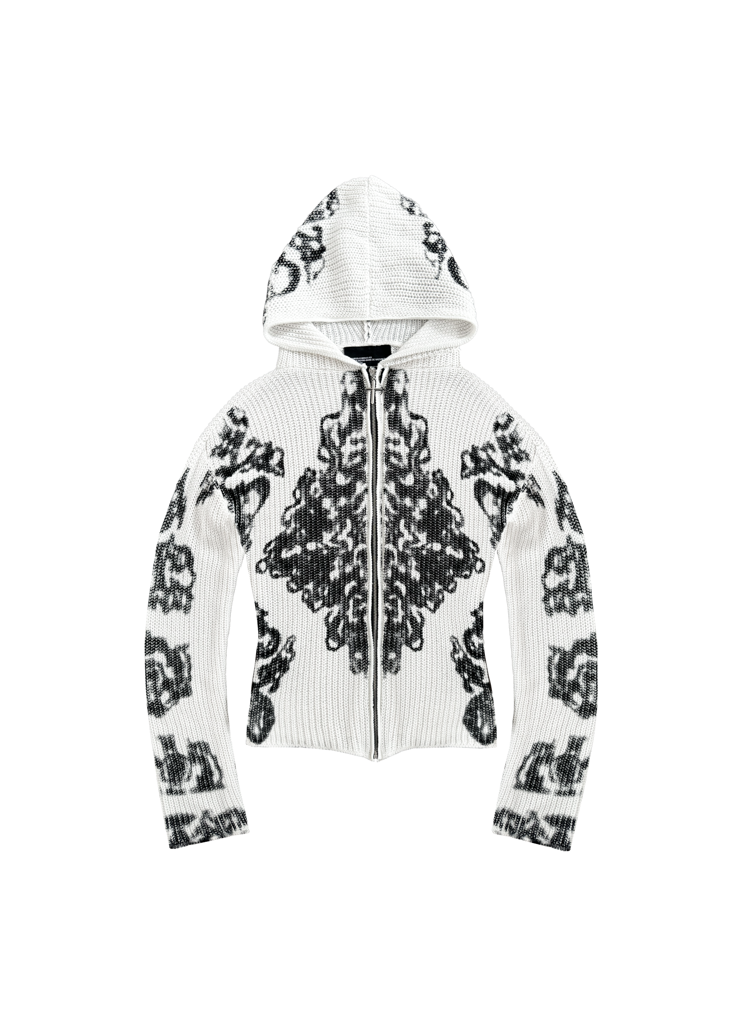 RUG KNITTED ZIP-HOODIE in WHITE