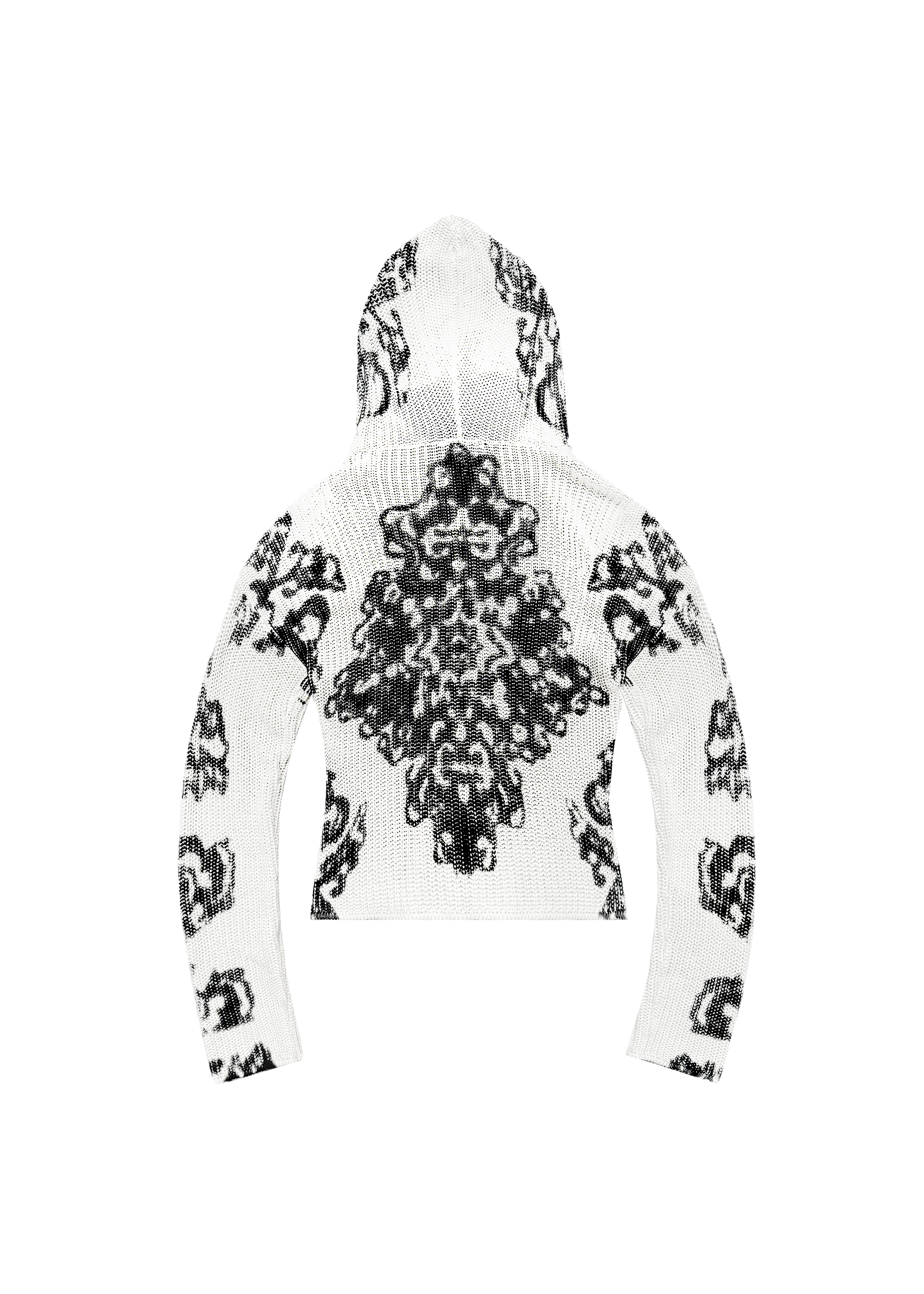 RUG KNITTED ZIP-HOODIE in WHITE