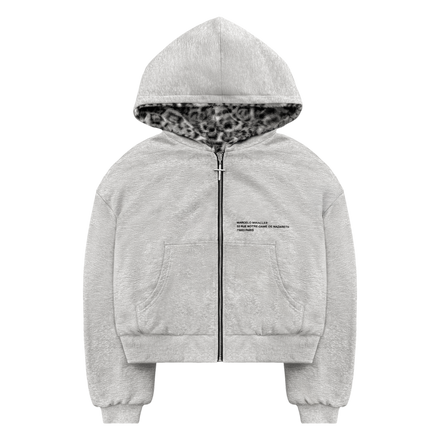 REVERSIBLE FUR ZIP HOODIE in GREY