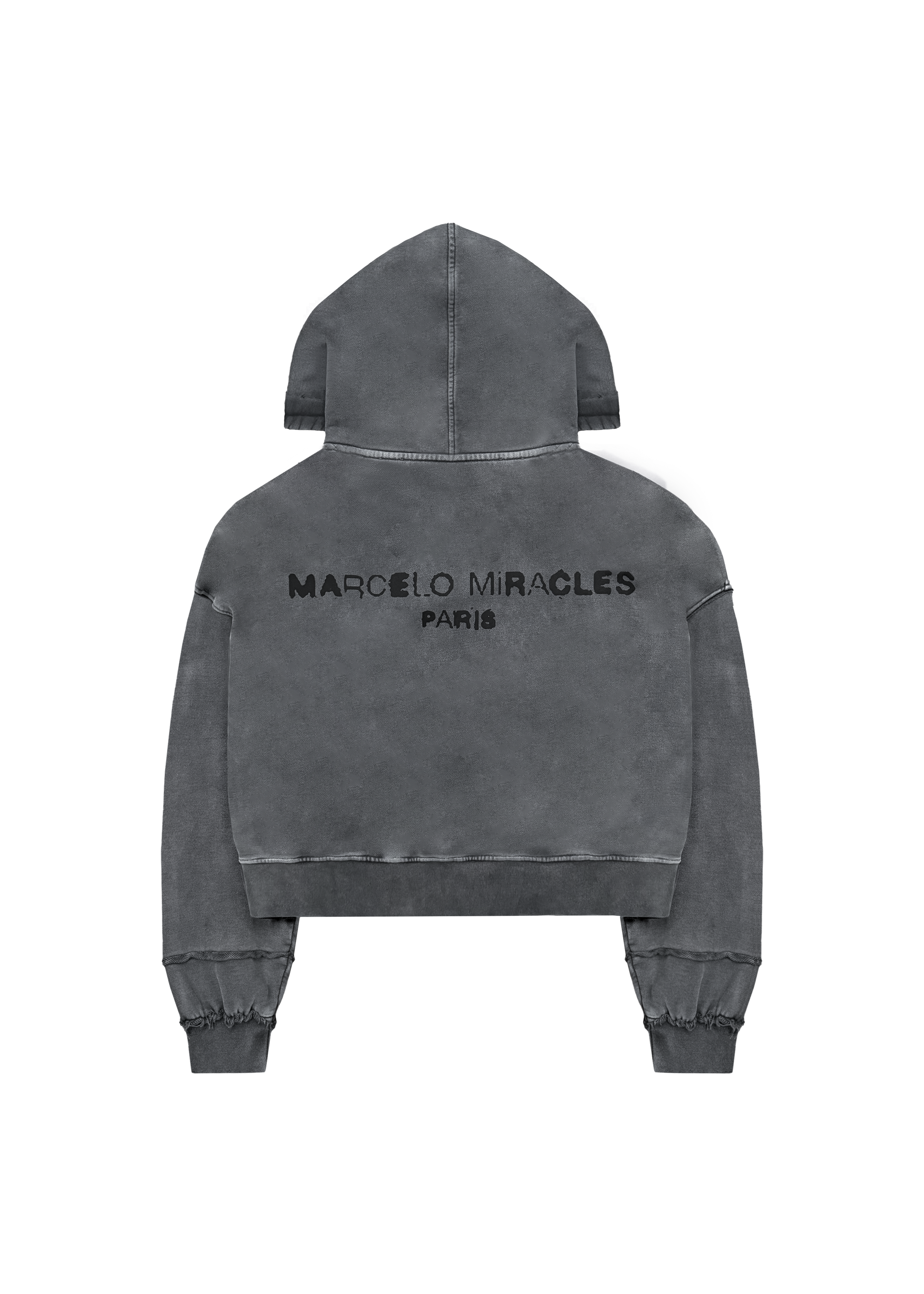 ASYMMETRIC ZIP-HOODIE in WASHED GREY