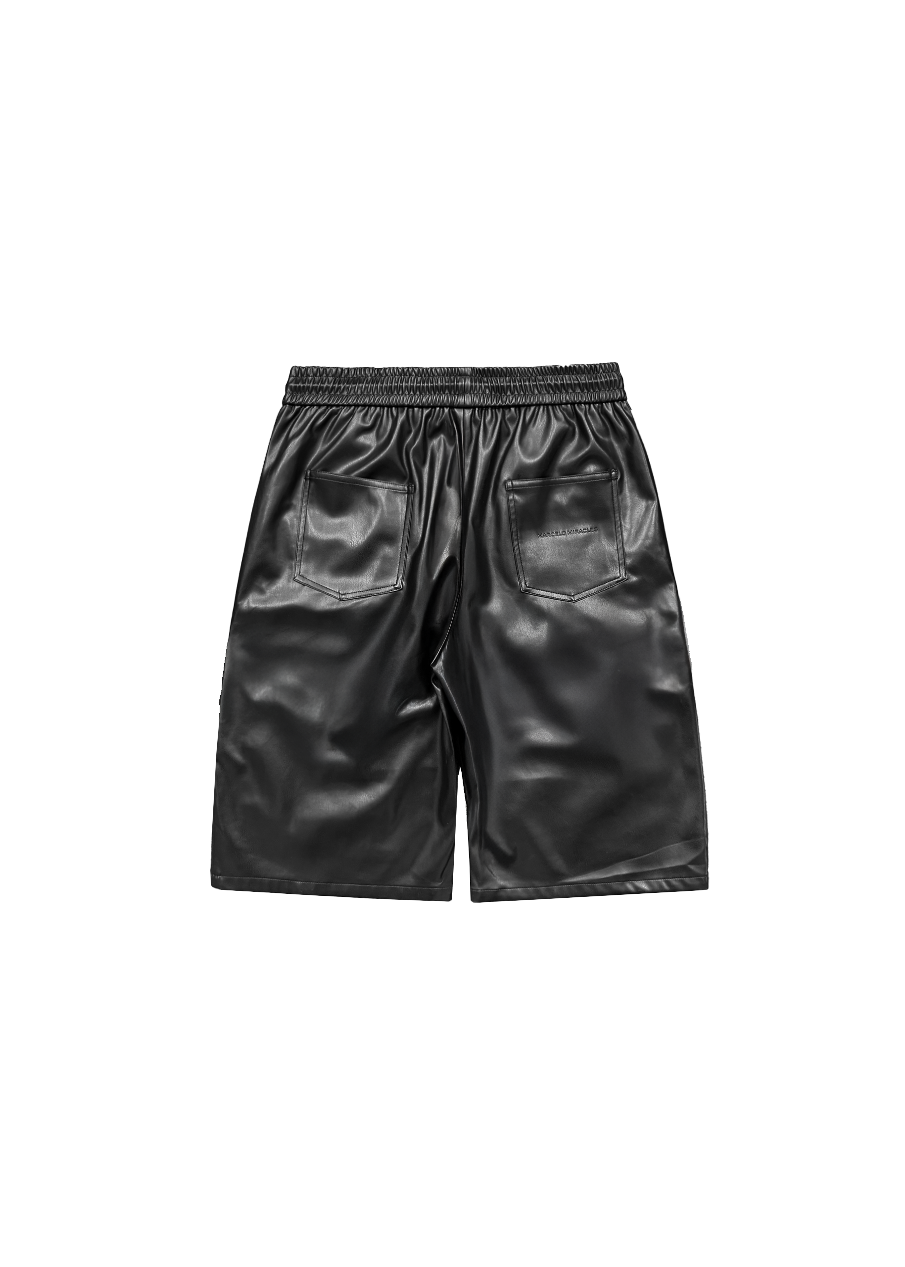 MONOGRAM LEATHER SHORTS in BLACK